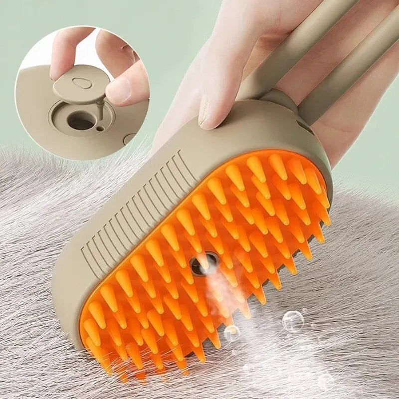 Professional Pet Massage Brush with Steam Spray and Rotatable Design for Efficient Hair Removal