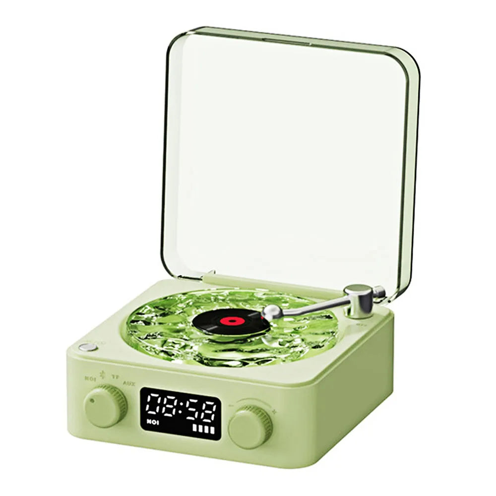 Portable Vintage Bluetooth Speaker with Subwoofer and RGB Light, Mini Retro White Noise Sleep Aid, TF Card Support