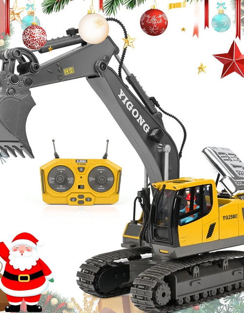 Load image into Gallery viewer, Remote Control Excavator,11 Channel RC Excavator Toys, Rechargeable Construction Vehicle Toys with Lights Sounds,Gifts for Kids 3-12 Years Old
11-Channel Remote Control Excavator Toy with Alloy Bucket
