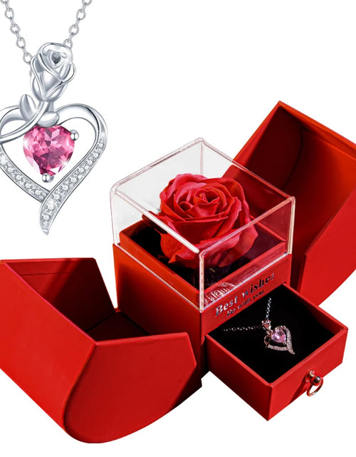 Load image into Gallery viewer, Eternal Rose Gift Box with Heart Necklace - &quot;I Love You to the Moon and Back&quot; Floral Jewelry Set for Valentine&#39;s Day and Weddings
