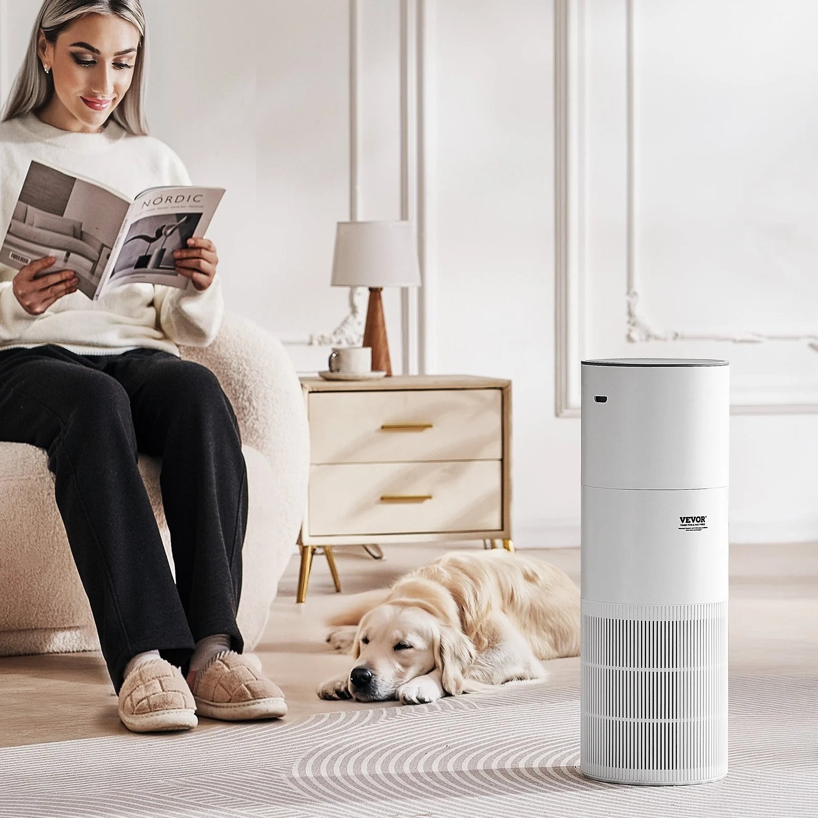 Advanced True HEPA Air Purifier for Large Rooms - Efficient Air Cleaner Covering 1090 ft²/H