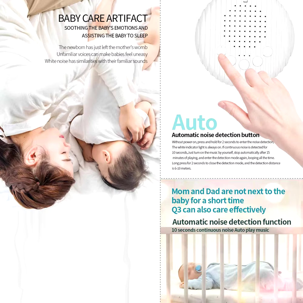 Portable Baby Sleep Machine with 10 Soothing Sounds and Adjustable Timer for Peaceful Sleep