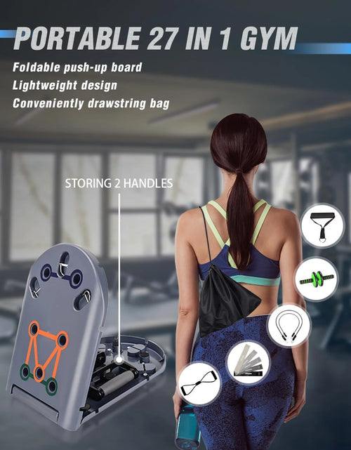 Load image into Gallery viewer, 27-In-1 Portable Gym Equipment for Building Muscle, Push-Up Board, Resistance Bands
Complete fitness set with booty bands, AB rollers, and push-up handlebars.
