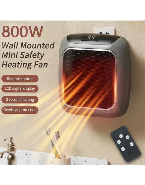 Load image into Gallery viewer, 800W Wall-Mounted Mini Heater: High-Efficiency PTC Ceramic Electric Heater with Remote Control for Home and Small Bathrooms
