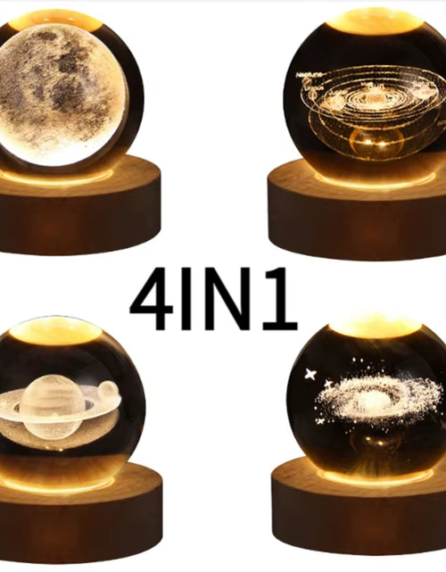 Load image into Gallery viewer, Galaxy Crystal Ball Lamp - 3D Planet and Moon USB LED Night Light for Romantic Occasions
