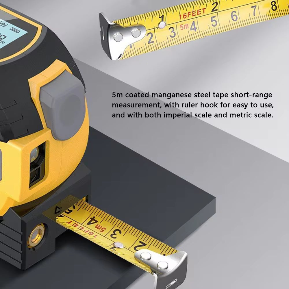 Compact 3-in-1 Laser Tape Measure with Ergonomic Design