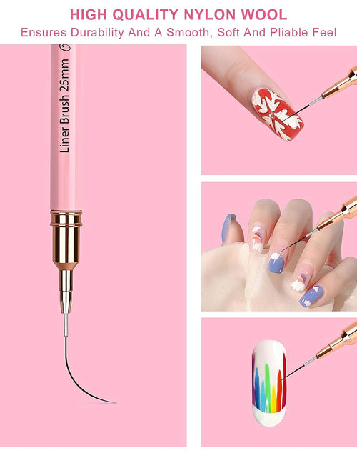 Load image into Gallery viewer, Nail Art Liner Brush Set - 5 Professional Brushes for Gel Nails, Thin Detailing, and Fine Art Designs (Sizes 5/9/13/20/25mm)
