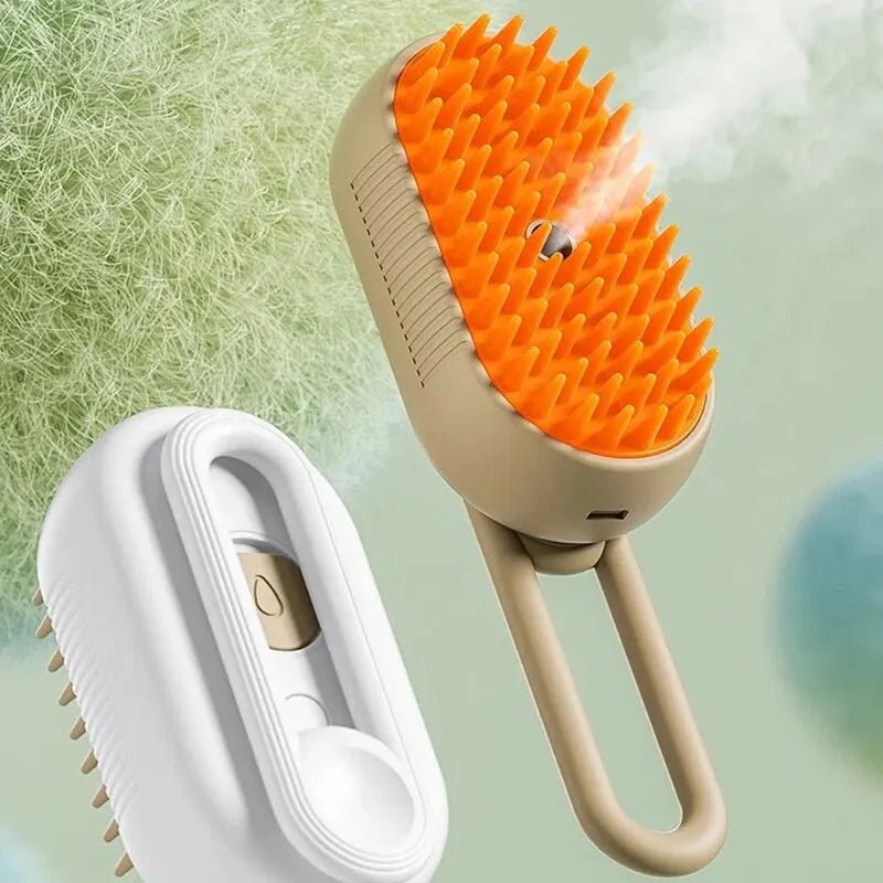 Professional Pet Massage Brush with Steam Spray and Rotatable Design for Efficient Hair Removal