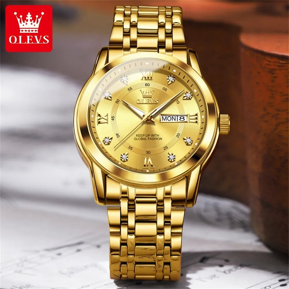 Exquisite Luxury Men's Quartz Watch: Waterproof, Luminous Hands, and Elegant Stainless Steel Design