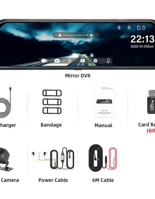 Load image into Gallery viewer, Professional Touch Screen Mirror Camera for Vehicle with Front and Rear Dash Cam DVR Functionality
