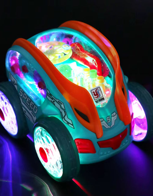 Load image into Gallery viewer, Illuminated Transparent Gear Bump-and-Go Toy Car for Toddlers - Stunt-Performing Vehicle Ideal for Birthdays and Christmas Gifts
