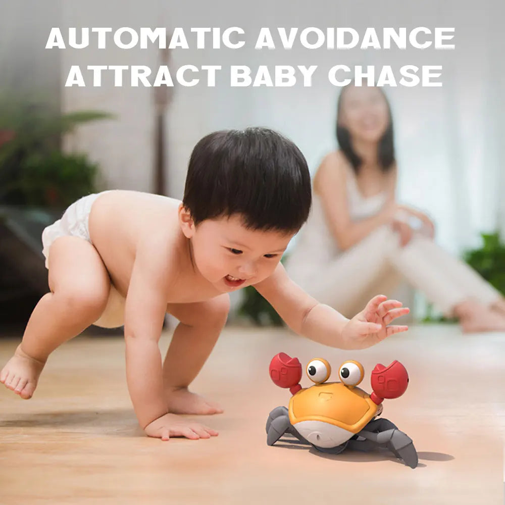 Interactive Crawling Crab Toy for Babies - Cute Sensing Design with Obstacle Avoidance, Ideal Birthday Gift