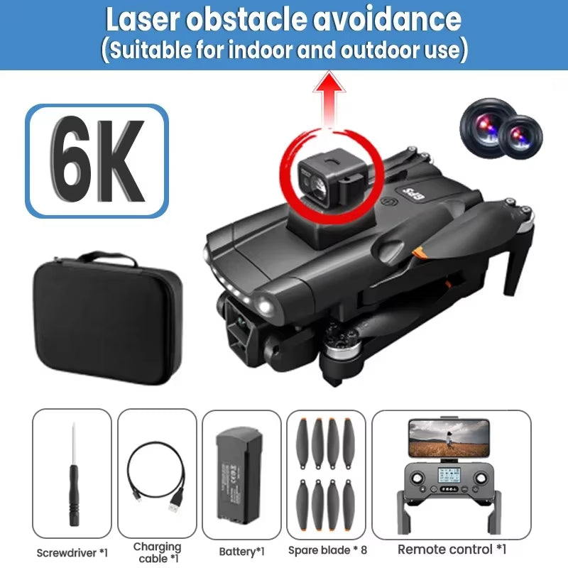 V198GPS Professional 8K Brushless Quadcopter with Laser Obstacle Avoidance and Compact Foldable Design