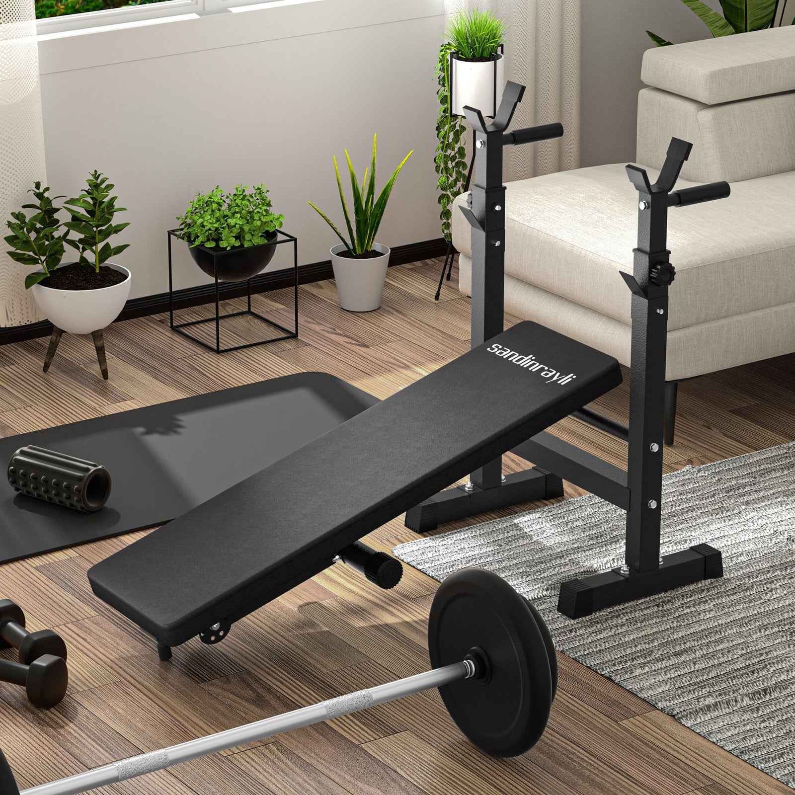 Adjustable Barbell Rack for Strength Training