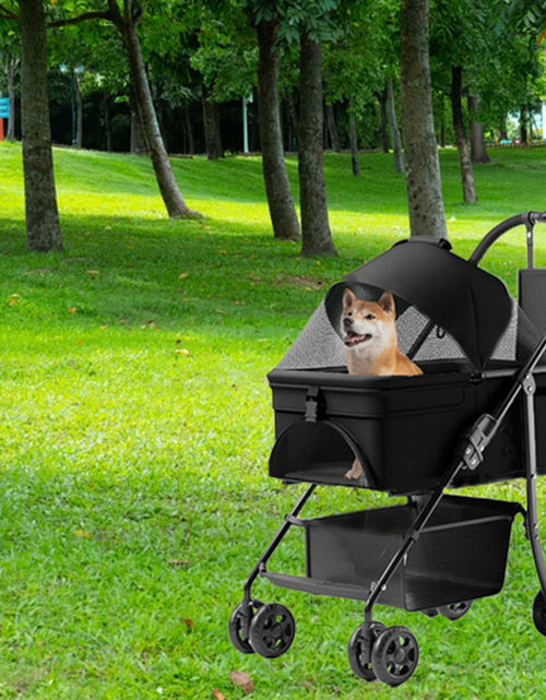 Load image into Gallery viewer, Premium 2-in-1 Folding Dog Stroller with Removable Travel Carrier for Small to Medium Pets - Waterproof Pad, Car Seat Feature, and Sun Shade - Perfect Holiday Gift
