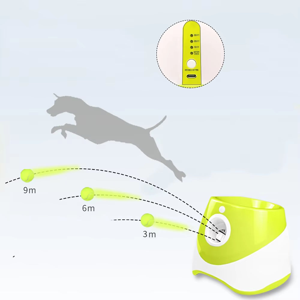 Portable dog ball launcher with compact design.