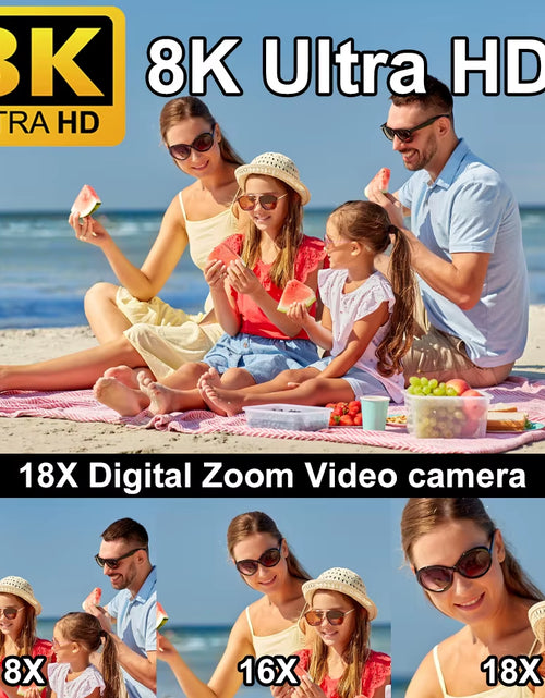 Load image into Gallery viewer, 8K 64MP Digital Video Camera with 18X Optical Zoom and 3-Inch LCD Touch Screen Camcorder
8K Digital Video Camera with 18X Zoom
