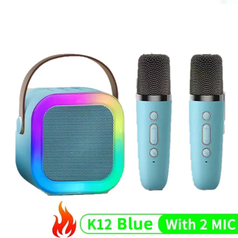 K12 Bluetooth Karaoke Machine with Wireless Microphone, Hi-Fi Stereo Sound, and RGB LED Lights for Outdoor and Home Parties