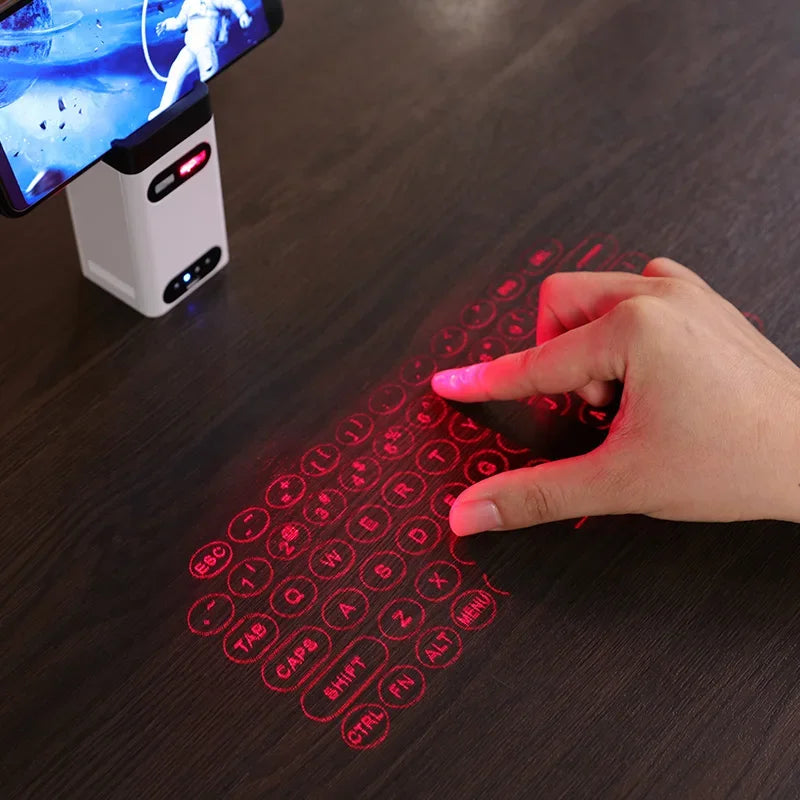 Bluetooth Virtual Laser Keyboard and Touch Projector for Computers, iPhones, iPads, and Laptops with Mouse Functionality