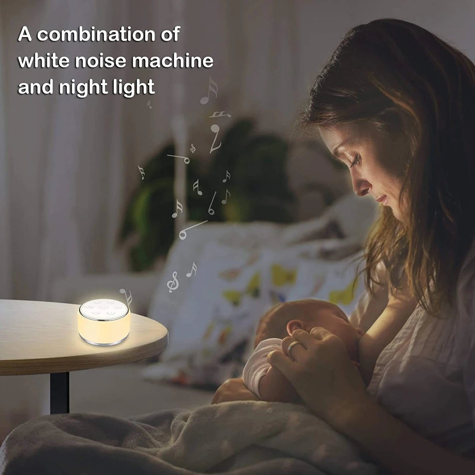 Premium White Noise Machine: Enhance Your Baby's Sleep with 34 Calming Sounds, 7 Adjustable Night Lights, and Smart Timer Function