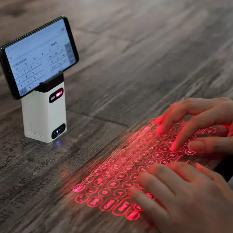 Bluetooth Virtual Laser Keyboard and Touch Projector for Computers, iPhones, iPads, and Laptops with Mouse Functionality