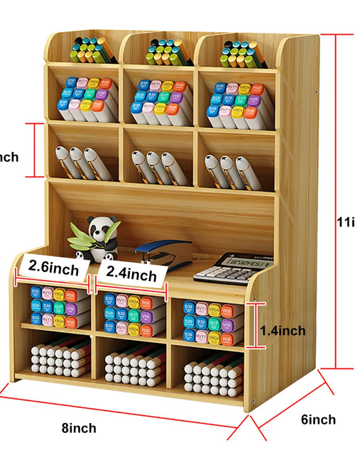 Load image into Gallery viewer, Wooden Pen Holder Storage Box - DIY Desktop Organizer for Students
