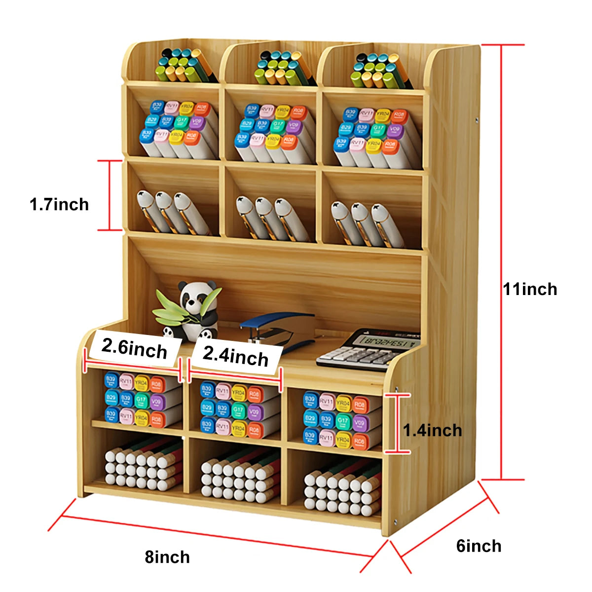 Wooden Pen Holder Storage Box - DIY Desktop Organizer for Students