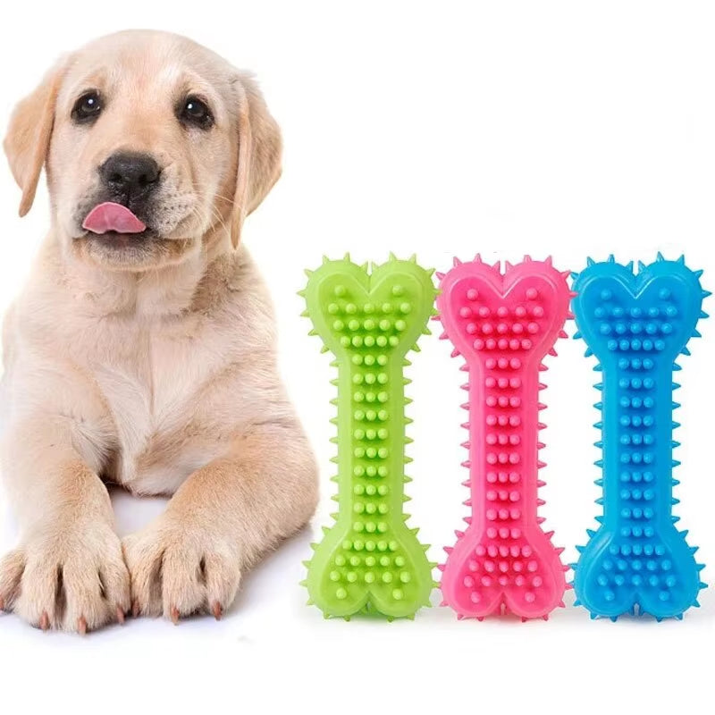 Soft Rubber Bite-Resistant Bone-Shaped Chew Toy for Small Dogs - Teeth Grinding and Training Aid