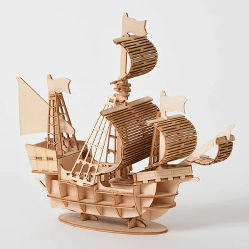 Engaging 3D Wooden Puzzle Kit: Assemble Your Own Sailing Ship, Biplane, and Steam Locomotive - Perfect for Adults and Kids 12+