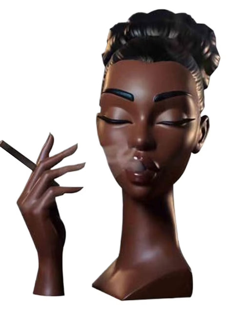 Load image into Gallery viewer, Elegant Black Women Face Resin Incense Burner - Headscents Incense Censer for Bedroom and Office
