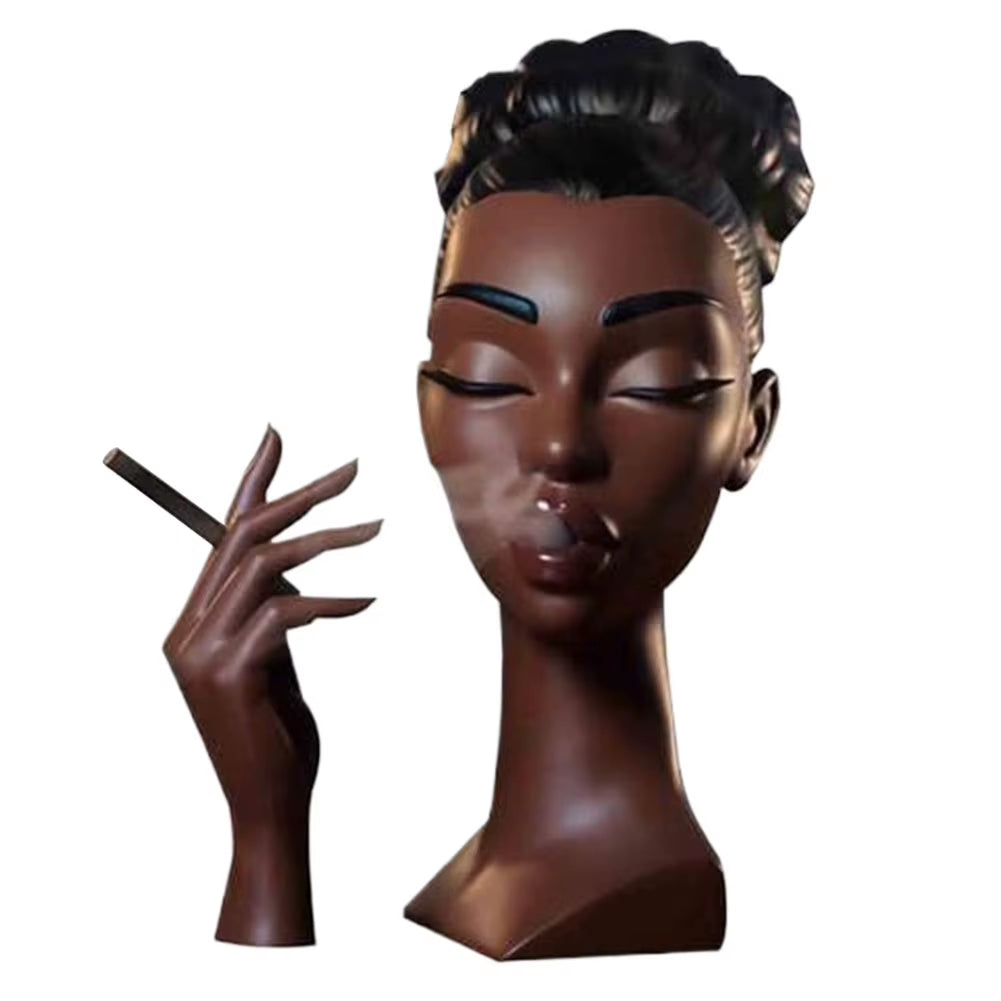 Elegant Black Women Face Resin Incense Burner - Headscents Incense Censer for Bedroom and Office