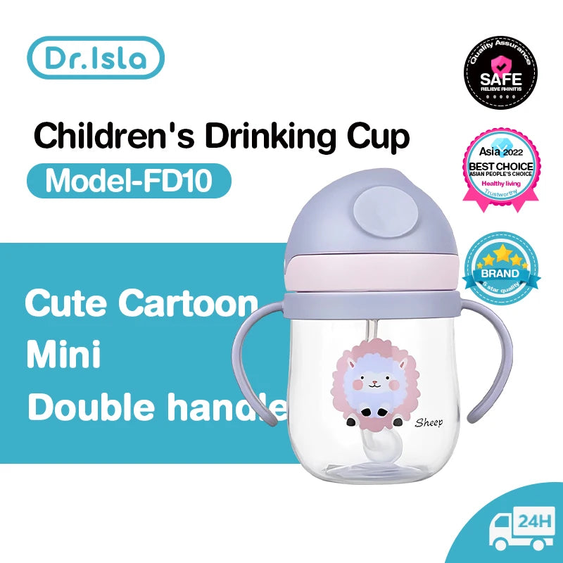 Dr.Isla BY01 350ML Kids Sippy Cup - Durable and Leakproof Baby Feeding Bottle with Straws for Outdoor Adventures