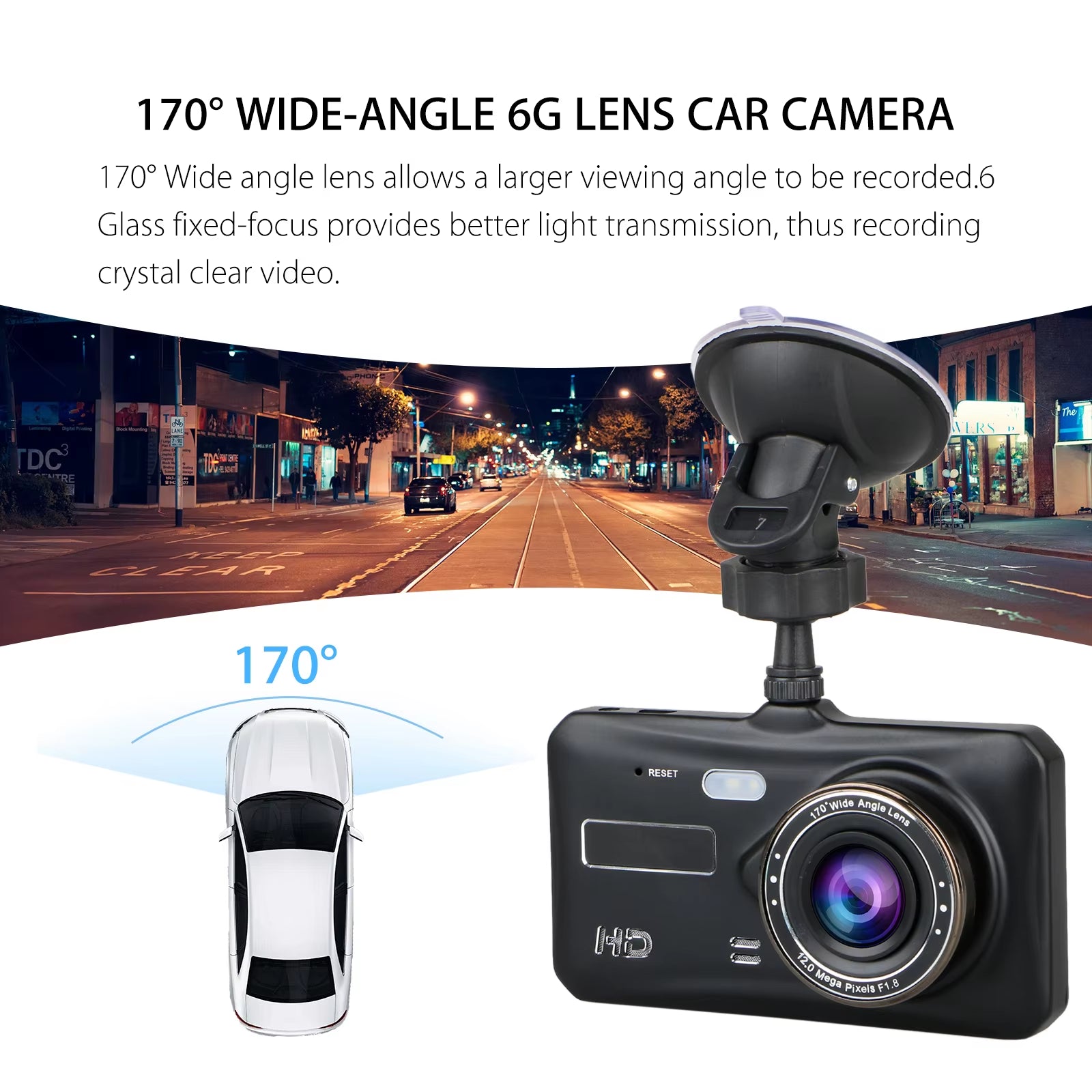 Dual Dash Camera with Night Vision - Full HD 1080P Front and Rear Vehicle Video Recorder