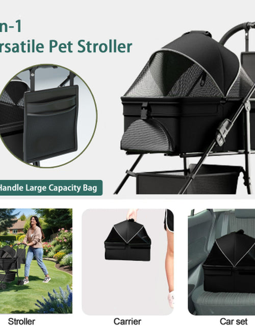 Load image into Gallery viewer, Premium 2-in-1 Folding Dog Stroller with Removable Travel Carrier for Small to Medium Pets - Waterproof Pad, Car Seat Feature, and Sun Shade - Perfect Holiday Gift
