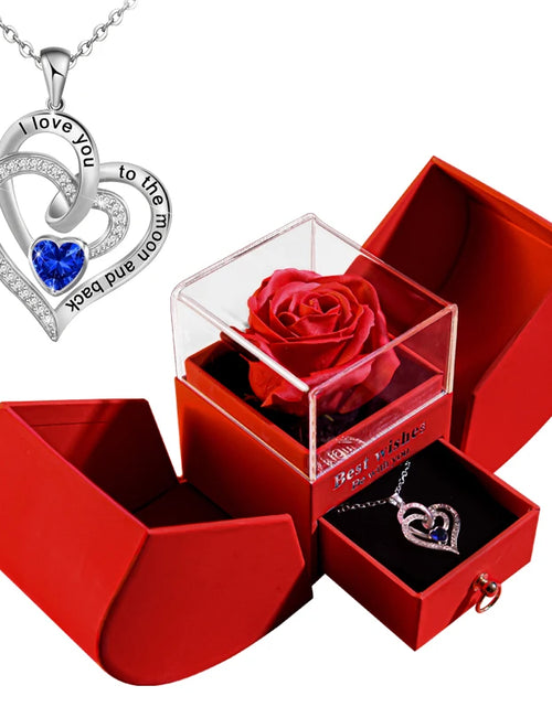 Load image into Gallery viewer, Eternal Rose Gift Box with Heart Necklace - &quot;I Love You to the Moon and Back&quot; Floral Jewelry Set for Valentine&#39;s Day and Weddings
