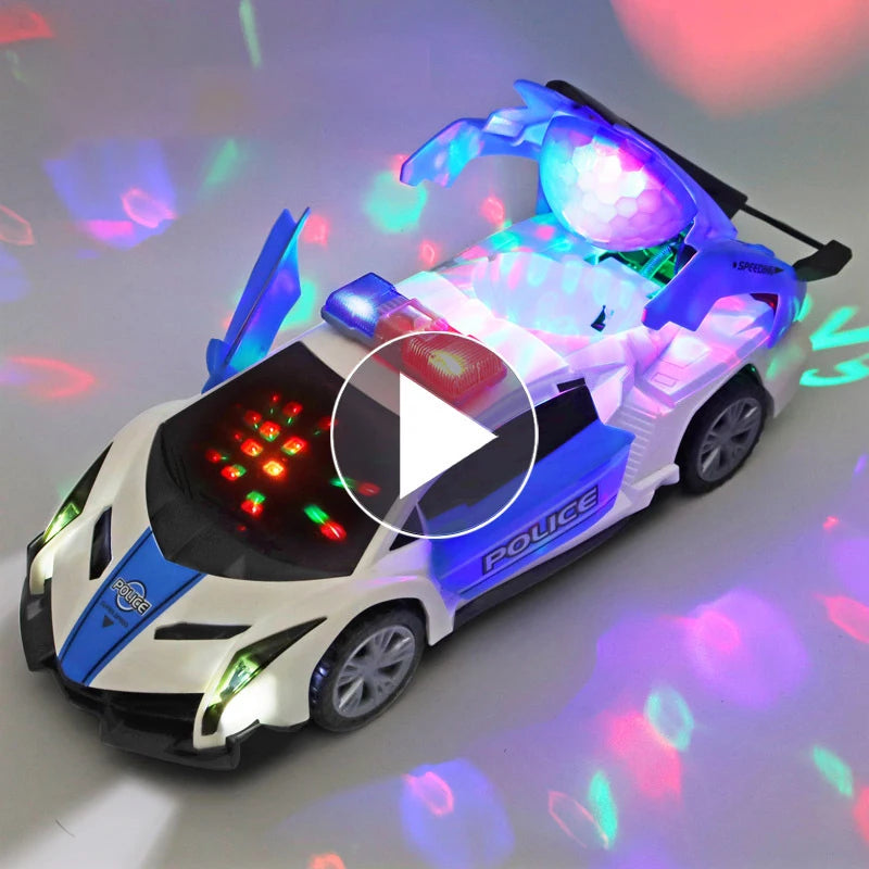 Electric Dancing Deformation Police Car Toy - A Perfect Gift for Kids Aged 18 and Up