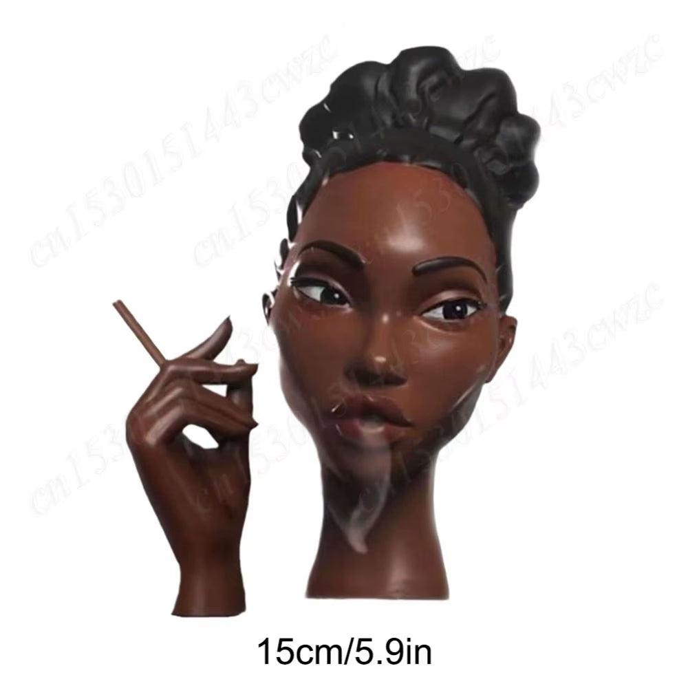 Elegant Black Women Face Resin Incense Burner - Headscents Incense Censer for Bedroom and Office