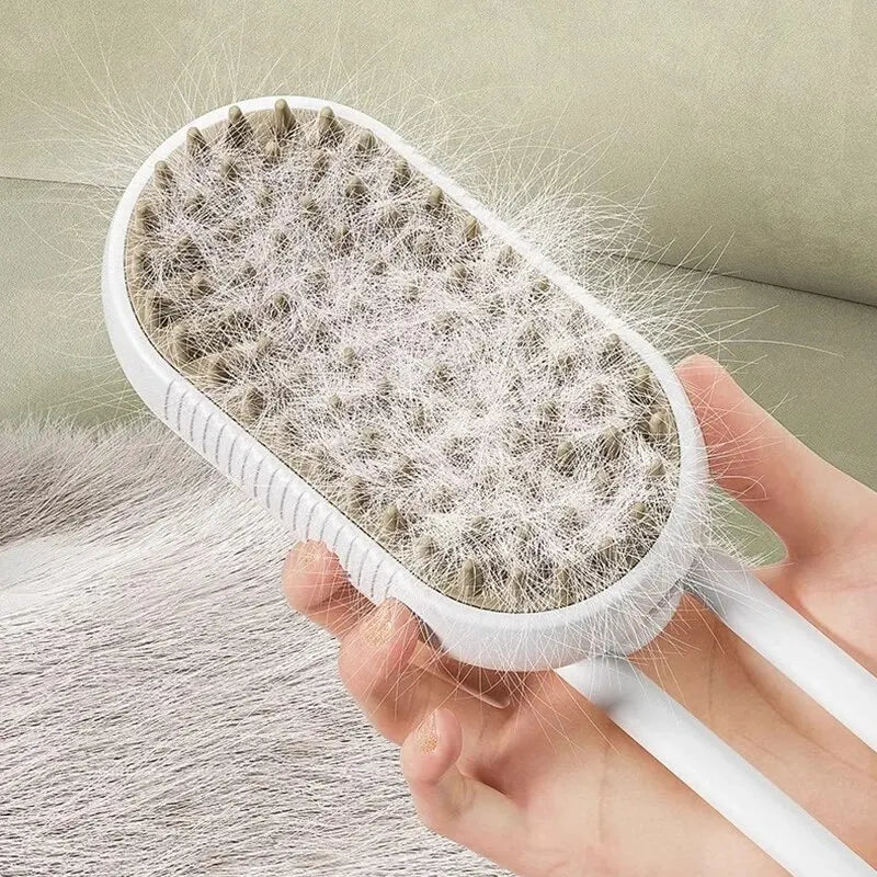 Professional Pet Massage Brush with Steam Spray and Rotatable Design for Efficient Hair Removal