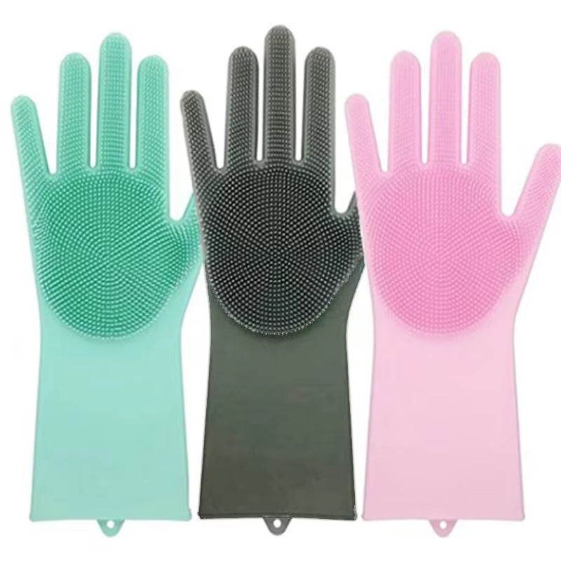 Multifunctional Silicone Dish Washing Gloves - 2 Pack for Effortless Kitchen Cleaning