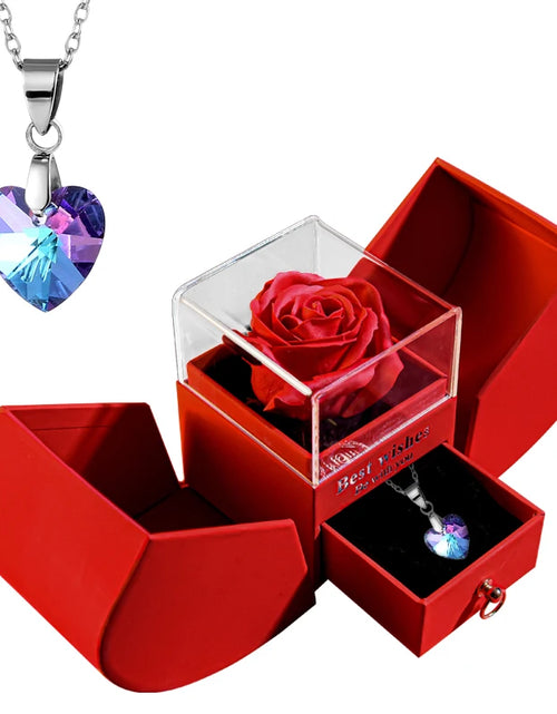 Load image into Gallery viewer, Eternal Rose Gift Box with Heart Necklace - &quot;I Love You to the Moon and Back&quot; Floral Jewelry Set for Valentine&#39;s Day and Weddings
