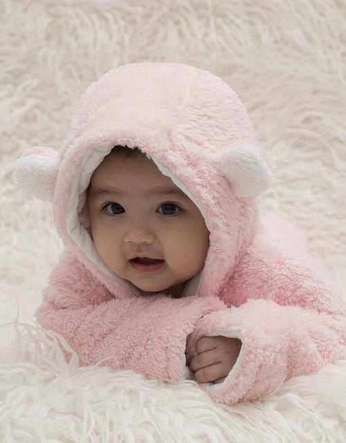 Load image into Gallery viewer, Charming Unisex Baby Winter Snowsuit - Adorable Infant Jumpsuit with Bear Hat for Cozy Comfort
