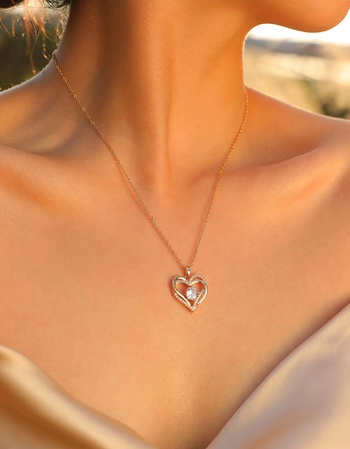 Load image into Gallery viewer, Heart Necklace for Women, Birthstone Heart I Love You Jewelry Necklaces for Mom Girlfriend Wife, Mother&#39;S Day Gift
