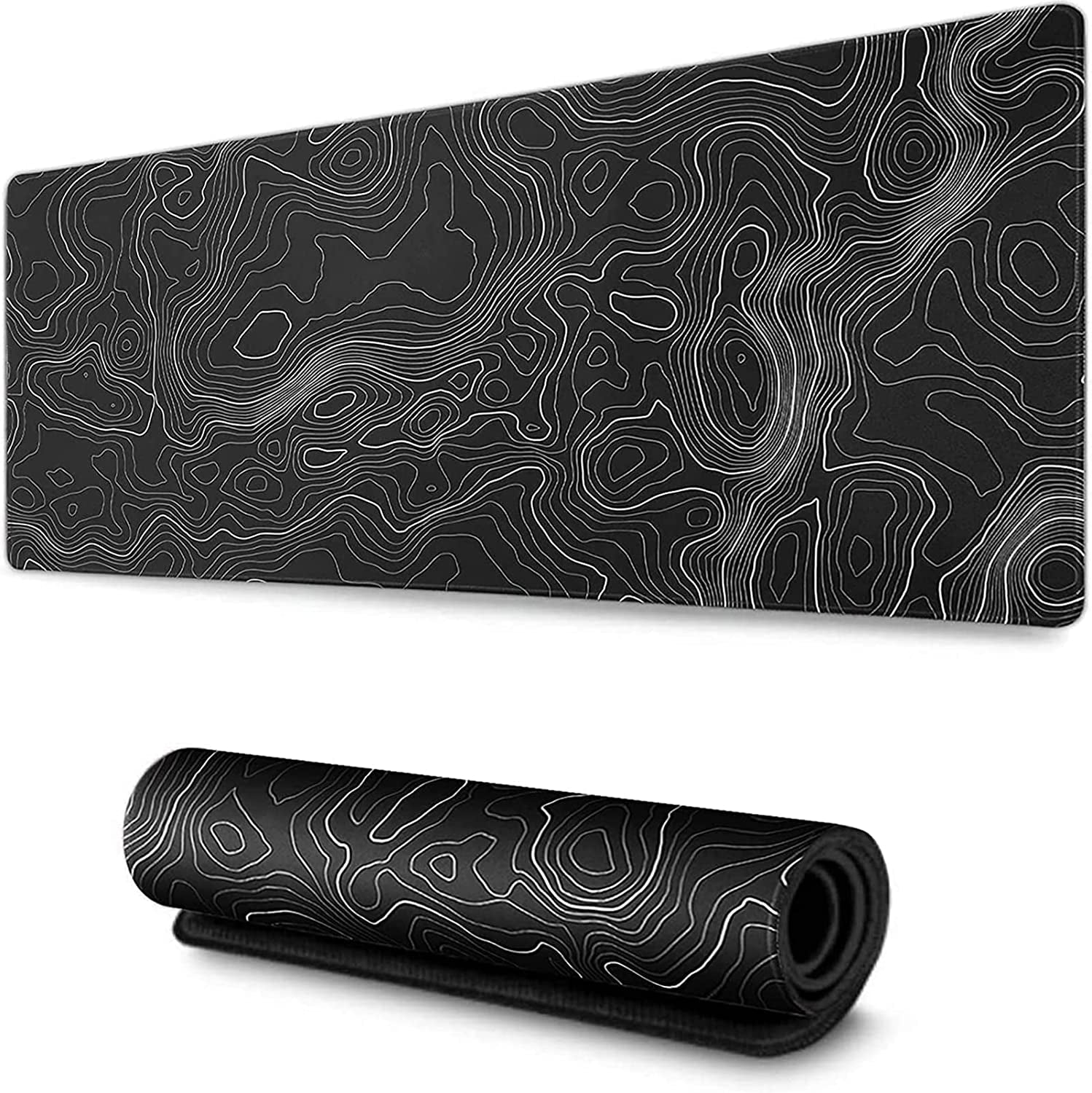 Extended XXXL Gaming Mouse Pad (35x17 inches) with Non-Slip Rubber Base and Topographic Contour Design for Office and Gaming Use