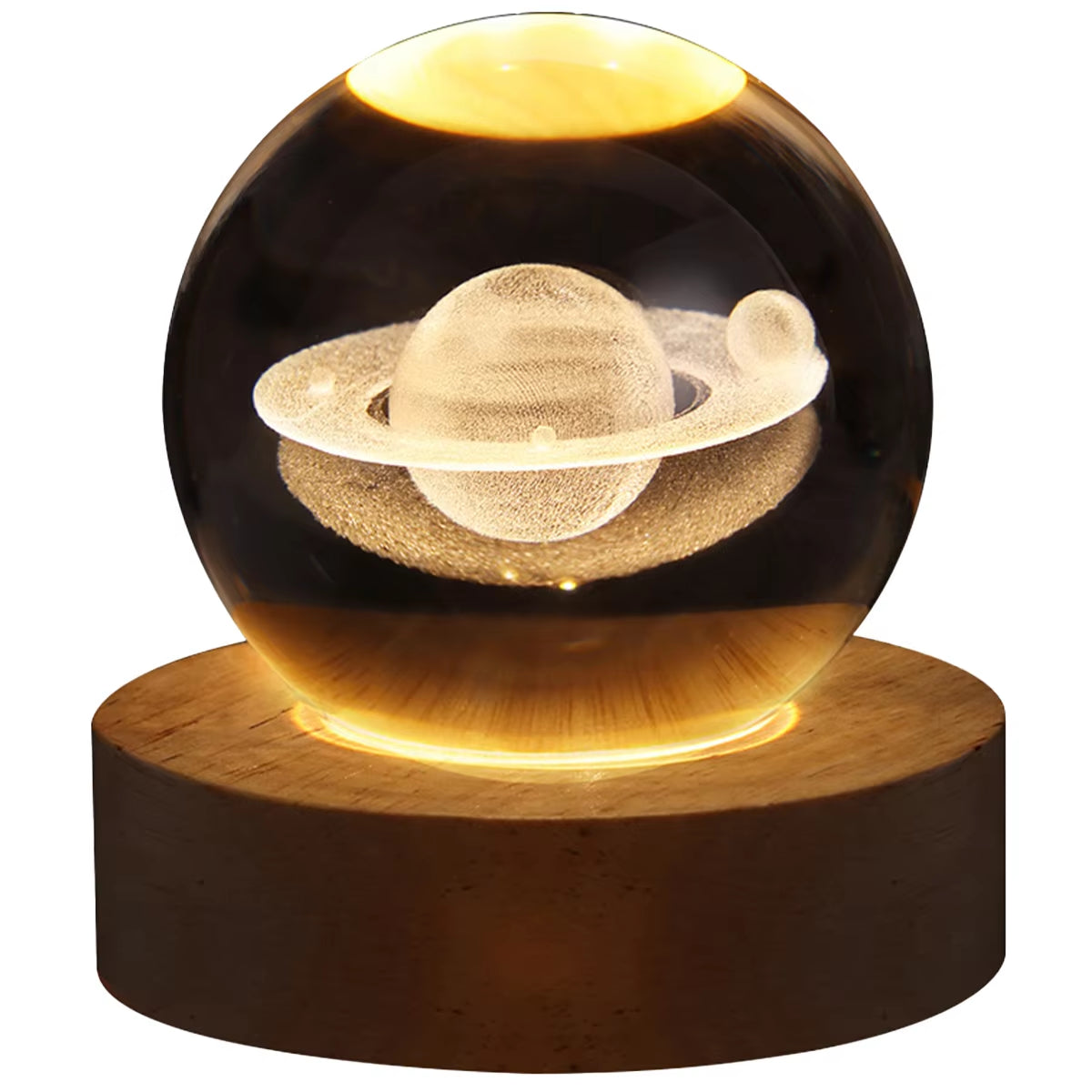 Galaxy Crystal Ball Lamp - 3D Planet and Moon USB LED Night Light for Romantic Occasions