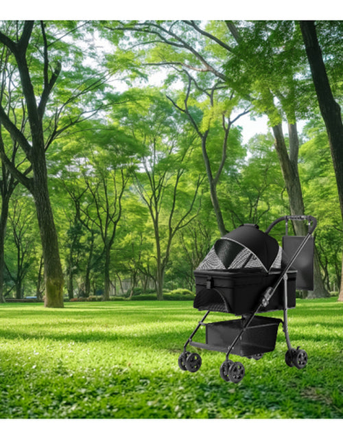 Load image into Gallery viewer, Premium 2-in-1 Folding Dog Stroller with Removable Travel Carrier for Small to Medium Pets - Waterproof Pad, Car Seat Feature, and Sun Shade - Perfect Holiday Gift
