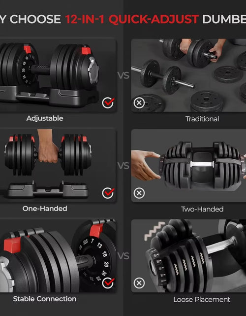 Load image into Gallery viewer, Adjustable Dumbbell Set with Quick-Adjust Mechanism, Anti-Slip Handles, and Storage Tray
