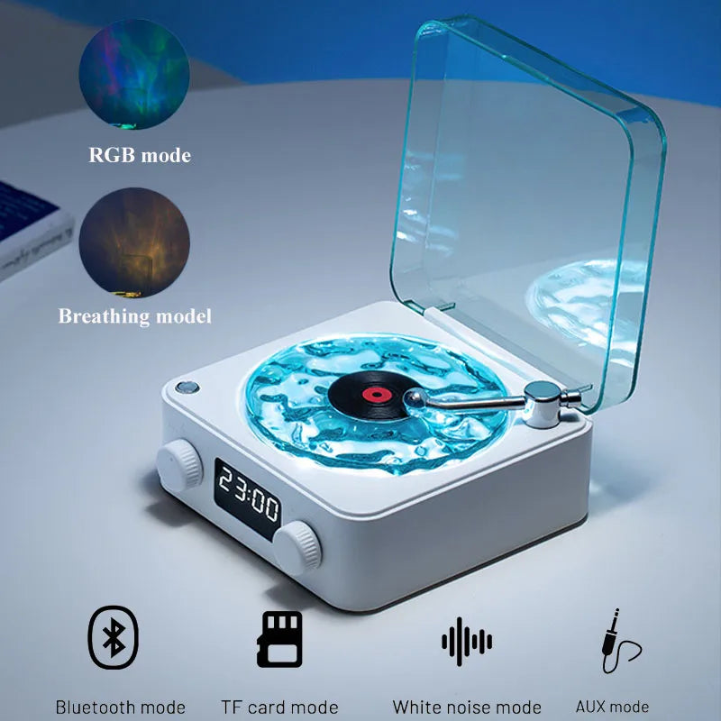 Portable Vintage Bluetooth Speaker with Subwoofer and RGB Light, Mini Retro White Noise Sleep Aid, TF Card Support