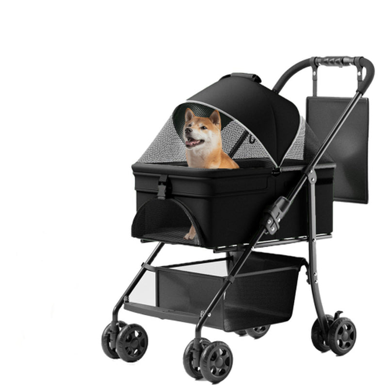 Premium 2-in-1 Folding Dog Stroller with Removable Travel Carrier for Small to Medium Pets - Waterproof Pad, Car Seat Feature, and Sun Shade - Perfect Holiday Gift