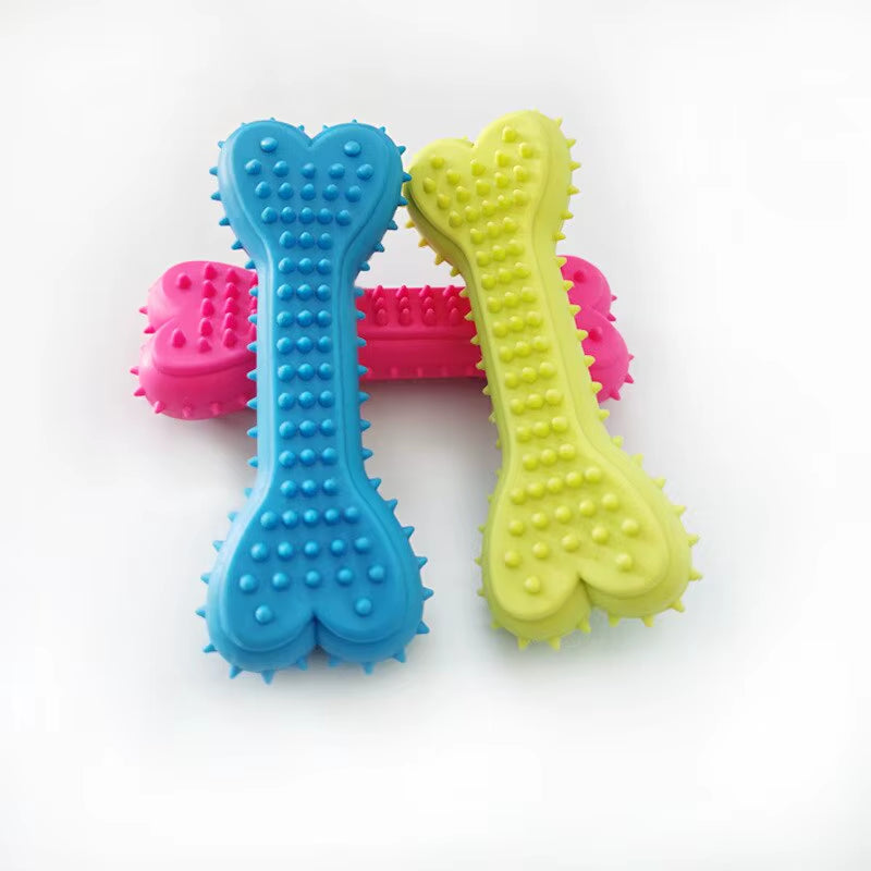 Soft Rubber Bite-Resistant Bone-Shaped Chew Toy for Small Dogs - Teeth Grinding and Training Aid