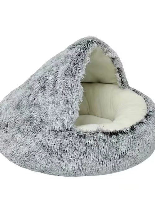 Load image into Gallery viewer, Round Plush Cat Bed with Cover - Cozy Sleeping Nest for Small Dogs and Kittens
